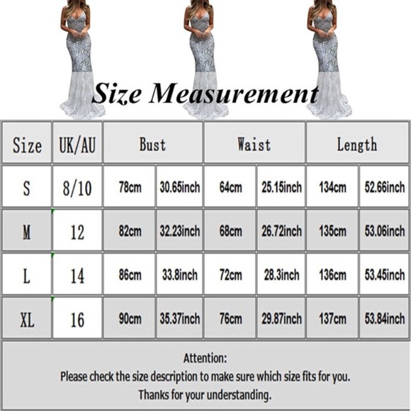 Silver V-Neck Sequin Mermaid Gown - Picture 6 of 7